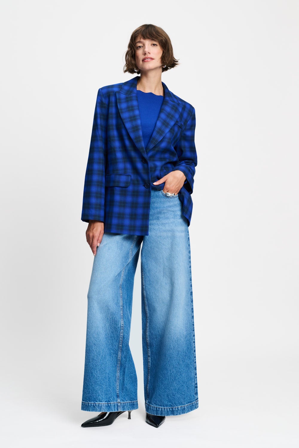 POM SP9787 BLAZER - Laurie Check Blue