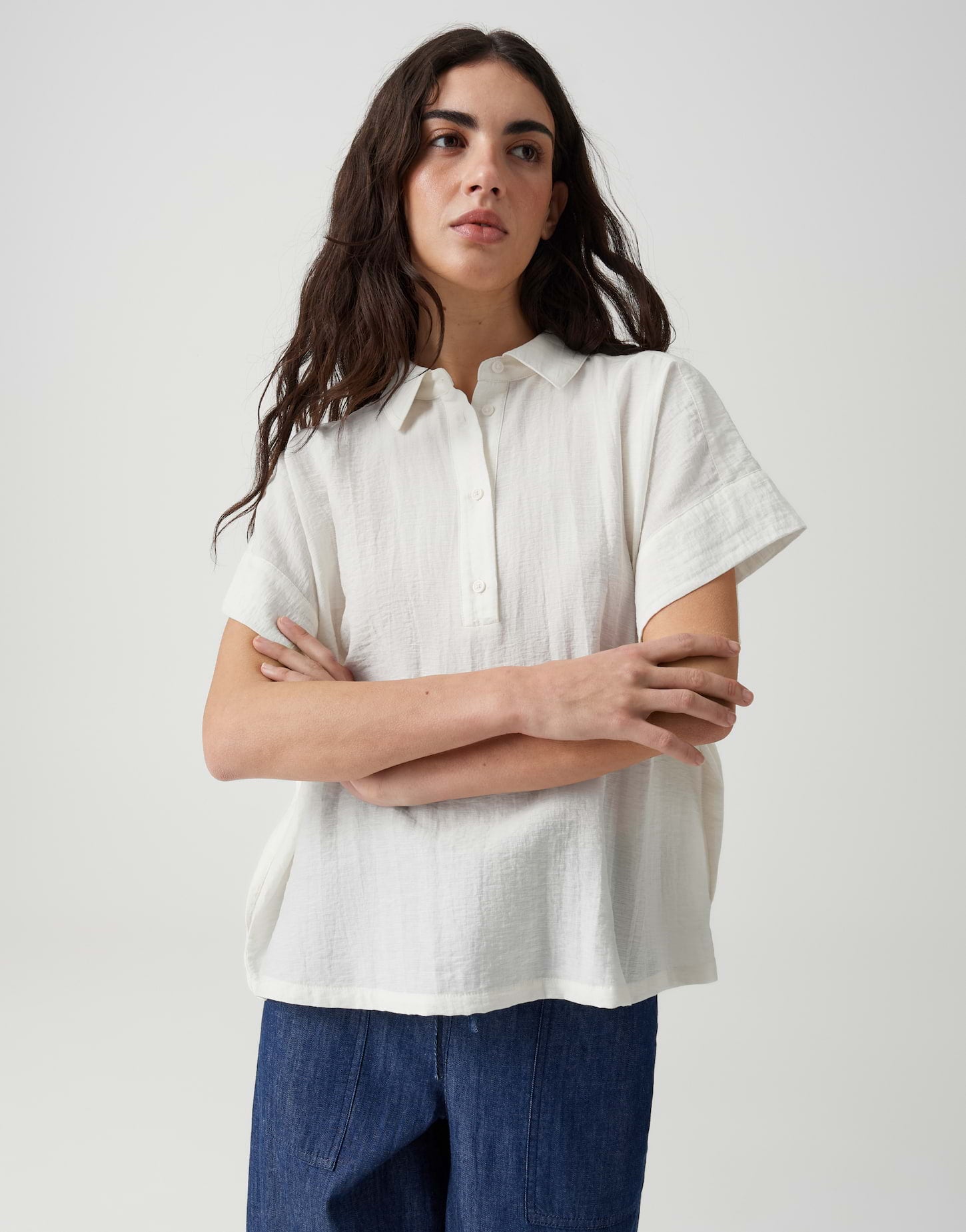 OPUS 10596814334451 Festelle Blouse met korte mouwen