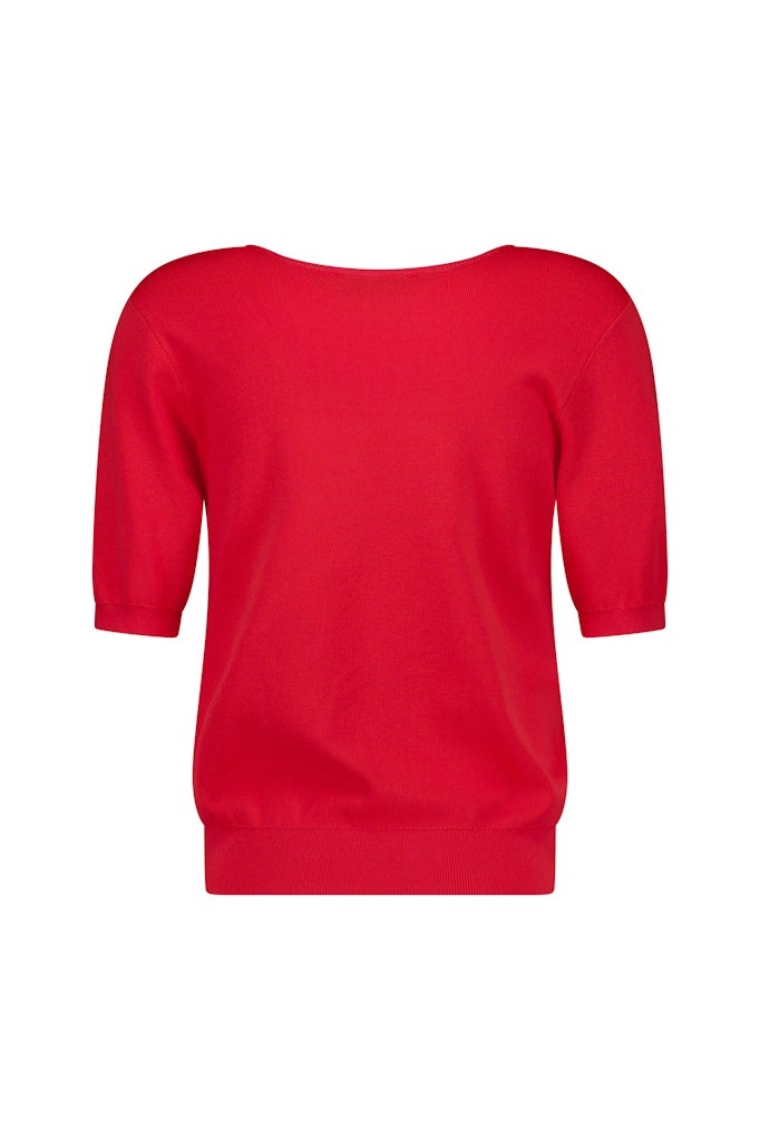 STUDIO ANNELOES 13690 Sandy V neck pullover - coral red