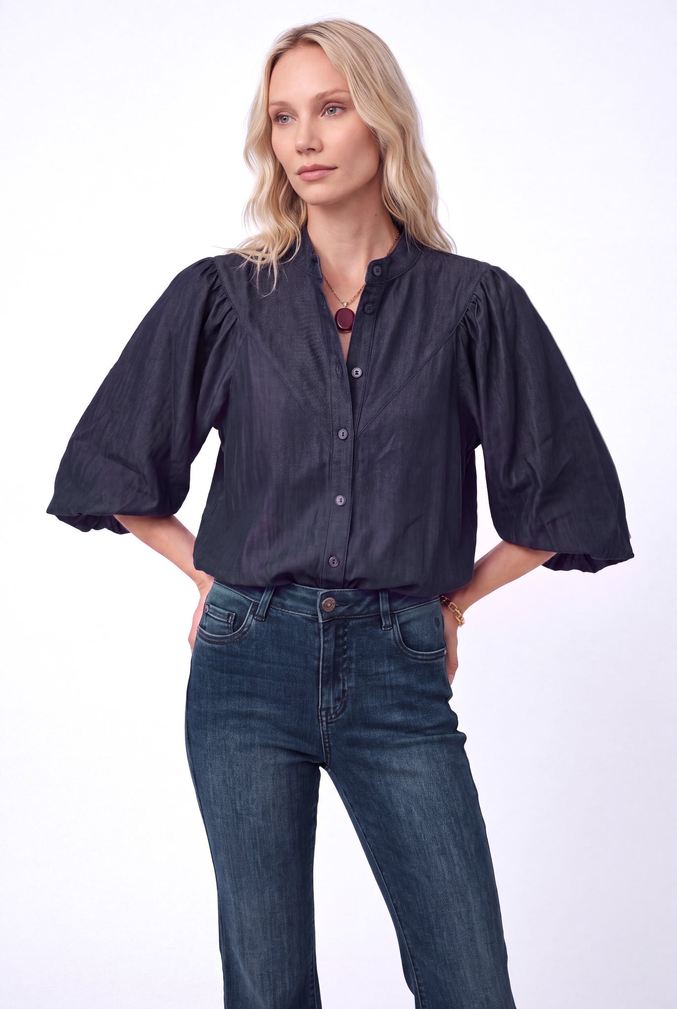 FLORÈZ CR0701 Bibi blouse- navy blue
