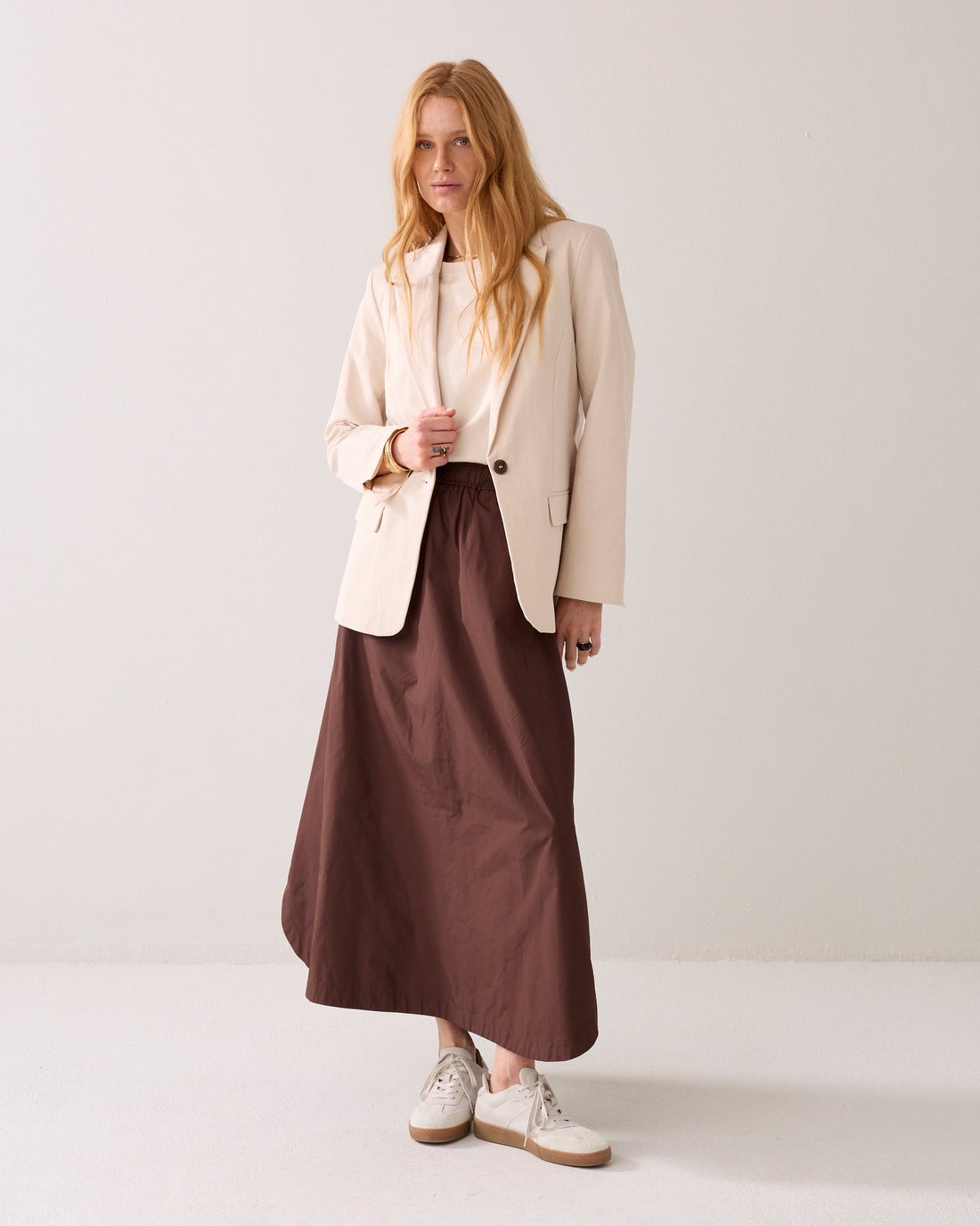 SUMMUM 1s1299-12365  getailleerde blazer katoenblend-Ivory