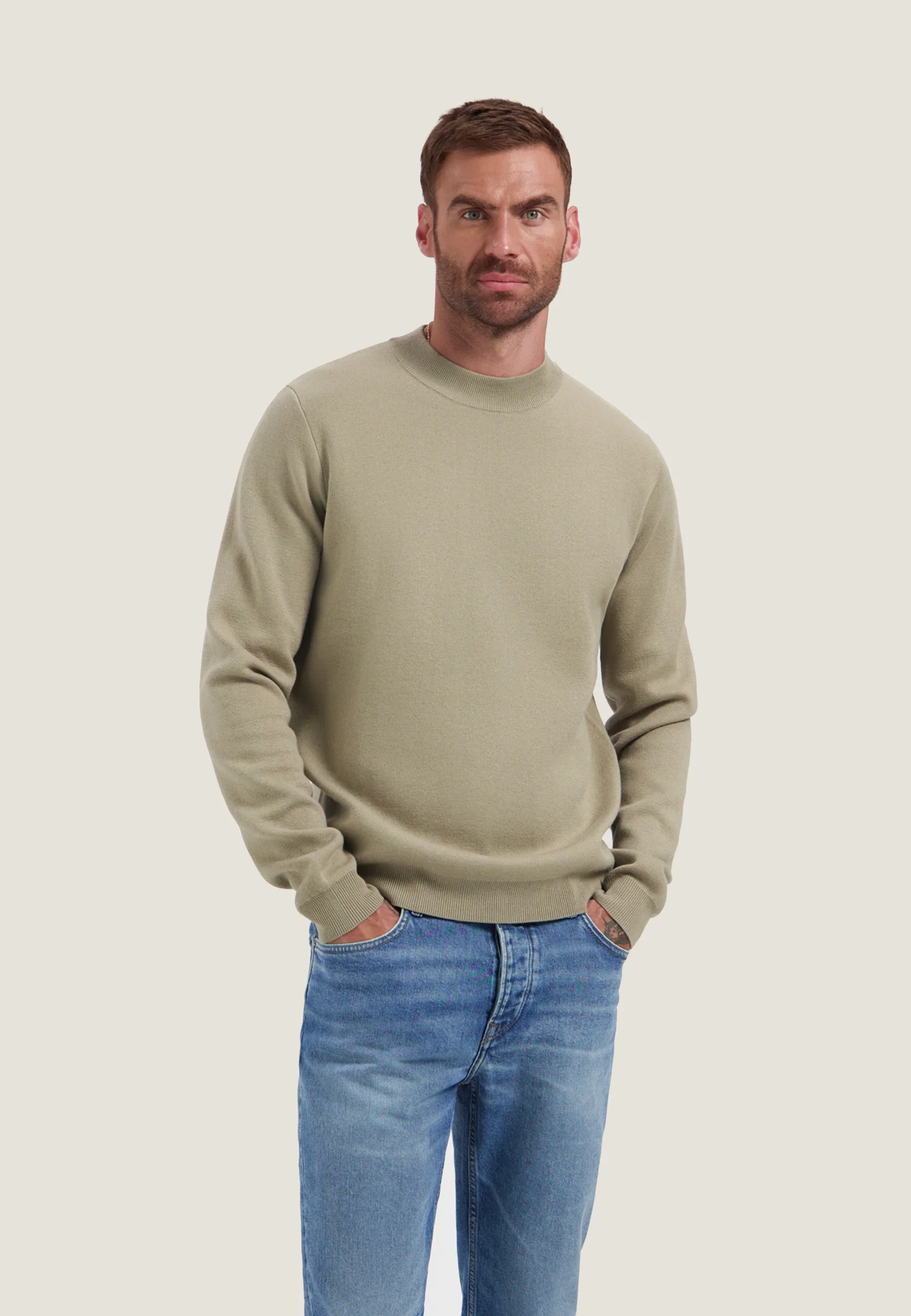 DSTREZZED 405940 ARCHER MOCKNECK vintage sand