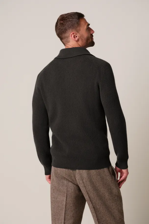 PROFUOMO PPXJ30058F Donkerbruine pullover half zip