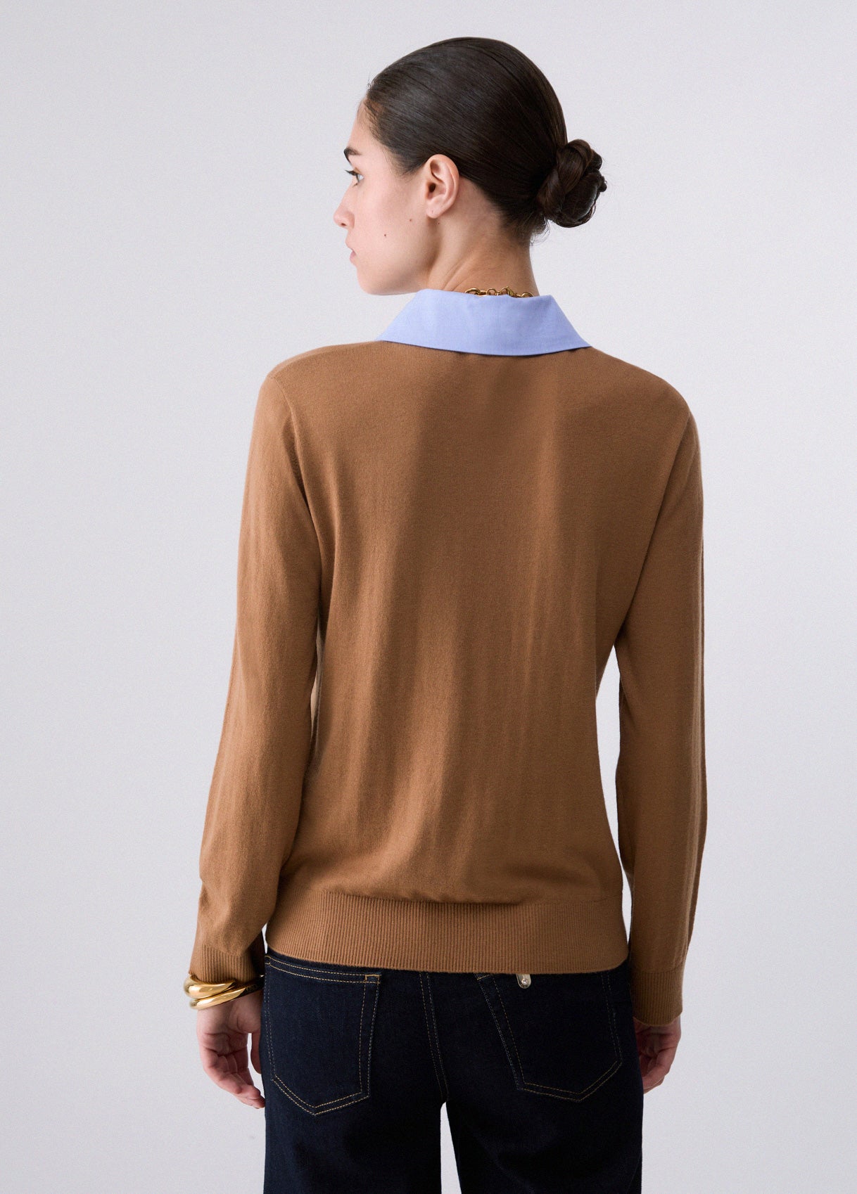 LIU JO WF6452MA16R Maglia Chiusa trui met poplin kraag