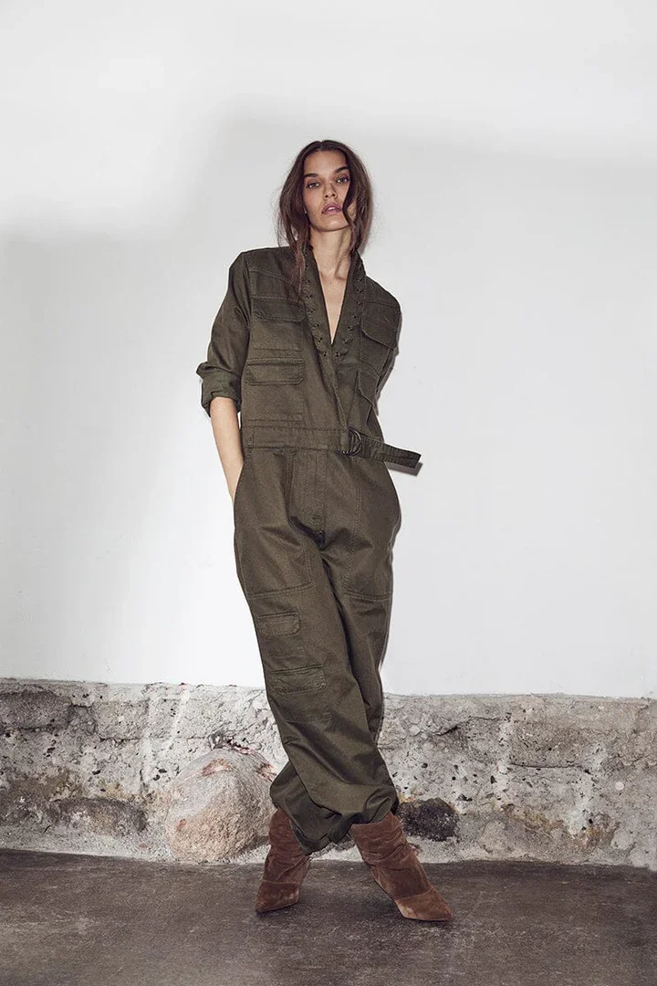 HAUTE L'AMITIE HL10629 Pielle Twill Boiler JumpSuit