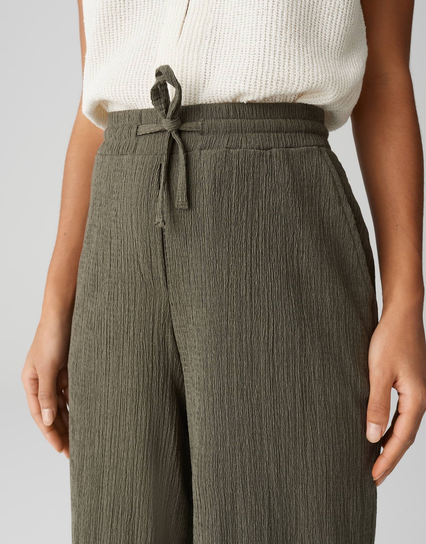 OPUS 1042415798100 Mileni crinkle wijde culotte-olive leaf