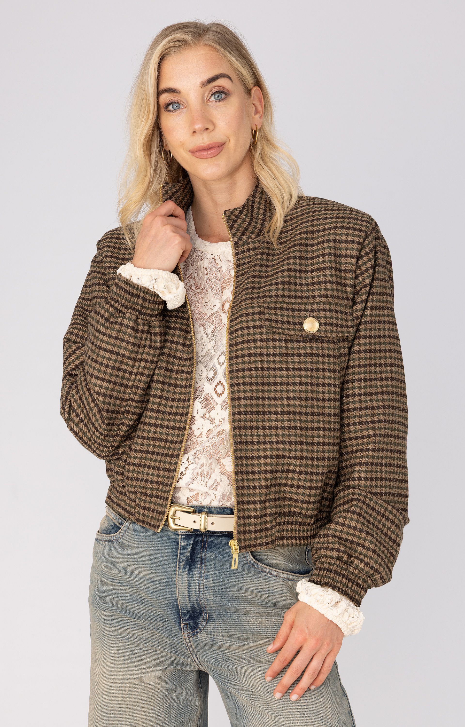 ANNA 43a01-02830 Blazer met ruit