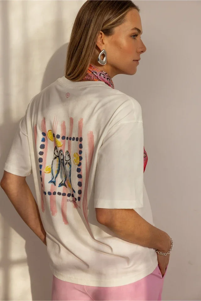 STUDIO ANNELOES 13826 Fiep sardines t-shirt - off white