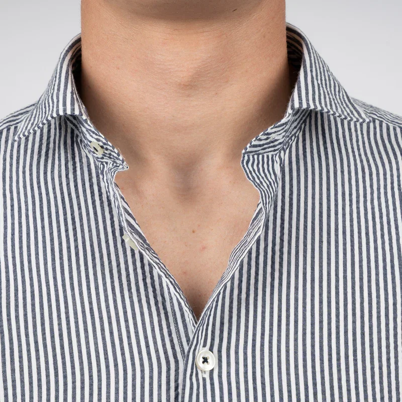 SEVEN DIALS SDL26107SA27 JACE Overhemd Seersucker Streep-navy