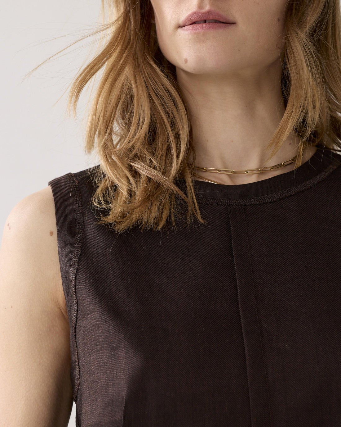 SUMMUM 2s3065-11780 Mouwloze top linnenblend