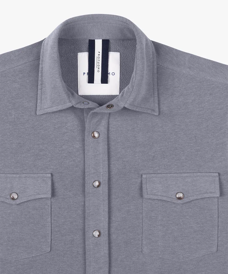 PROFUOMO PPXF10001I French Terry Overshirt Western-M.Blue