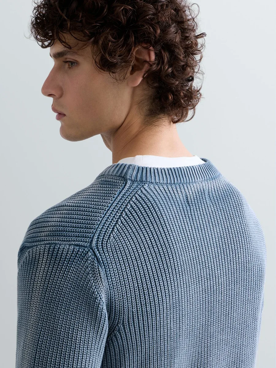 REPLAY UK00AS.000.7246IG rib knit cotton pullover-china blue