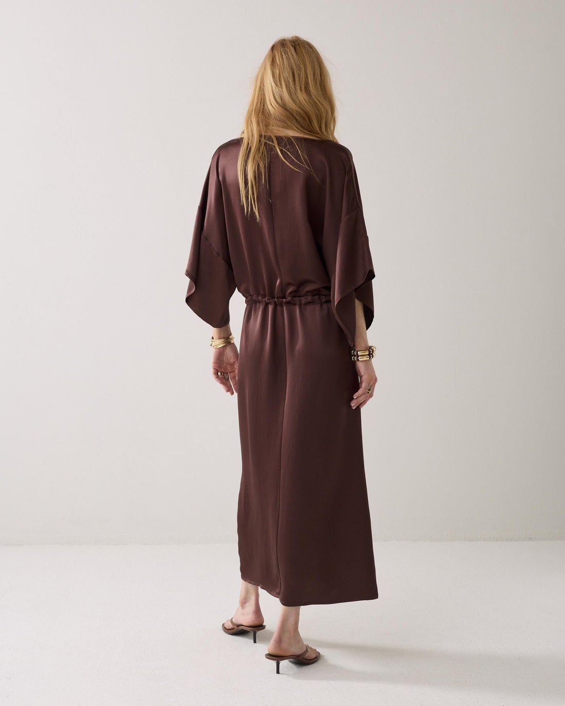 SUMMUM 5s1651-12084 Midi-jurk silky kwaliteit-Coffee