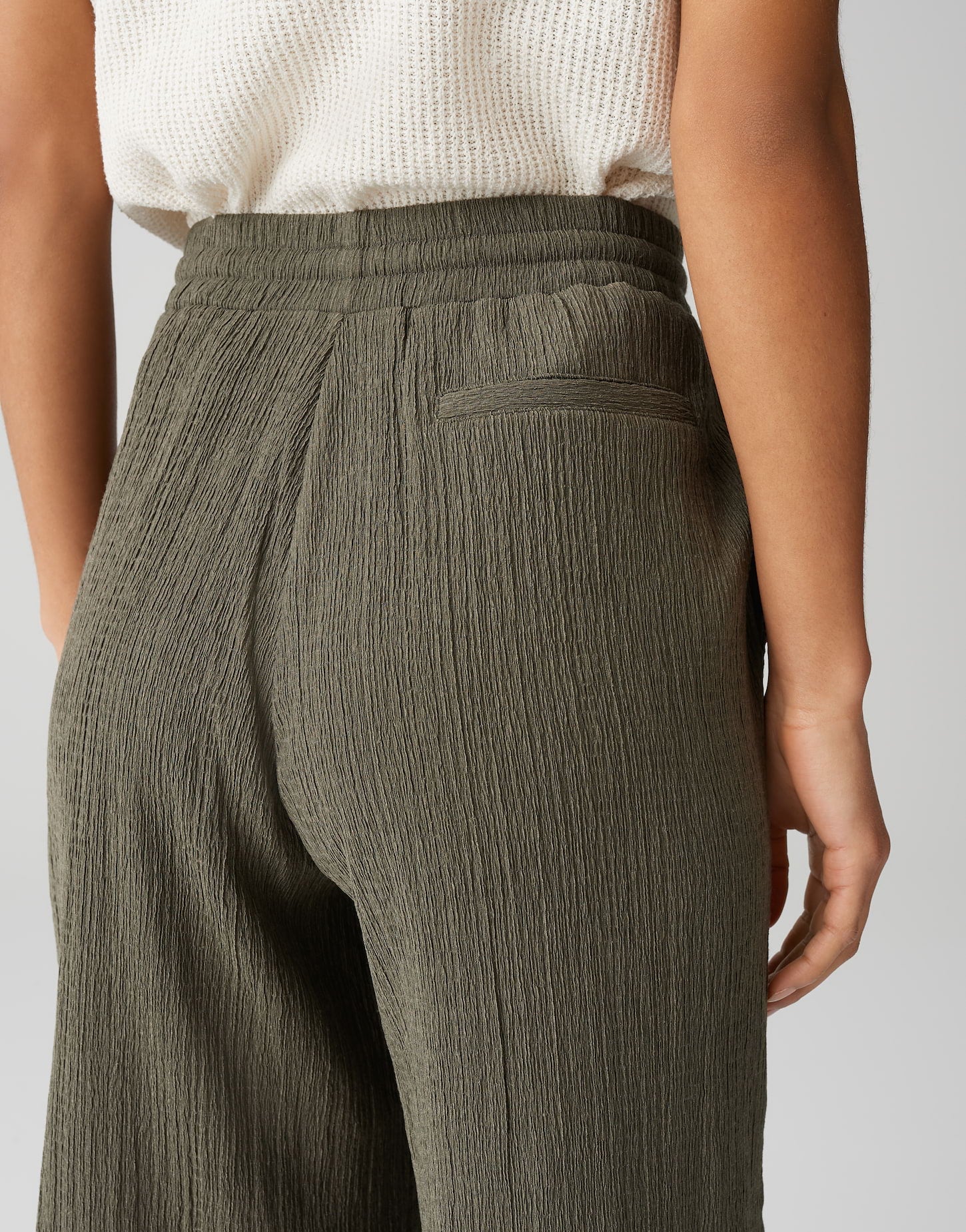 OPUS 1042415798100 Mileni crinkle wijde culotte-olive leaf