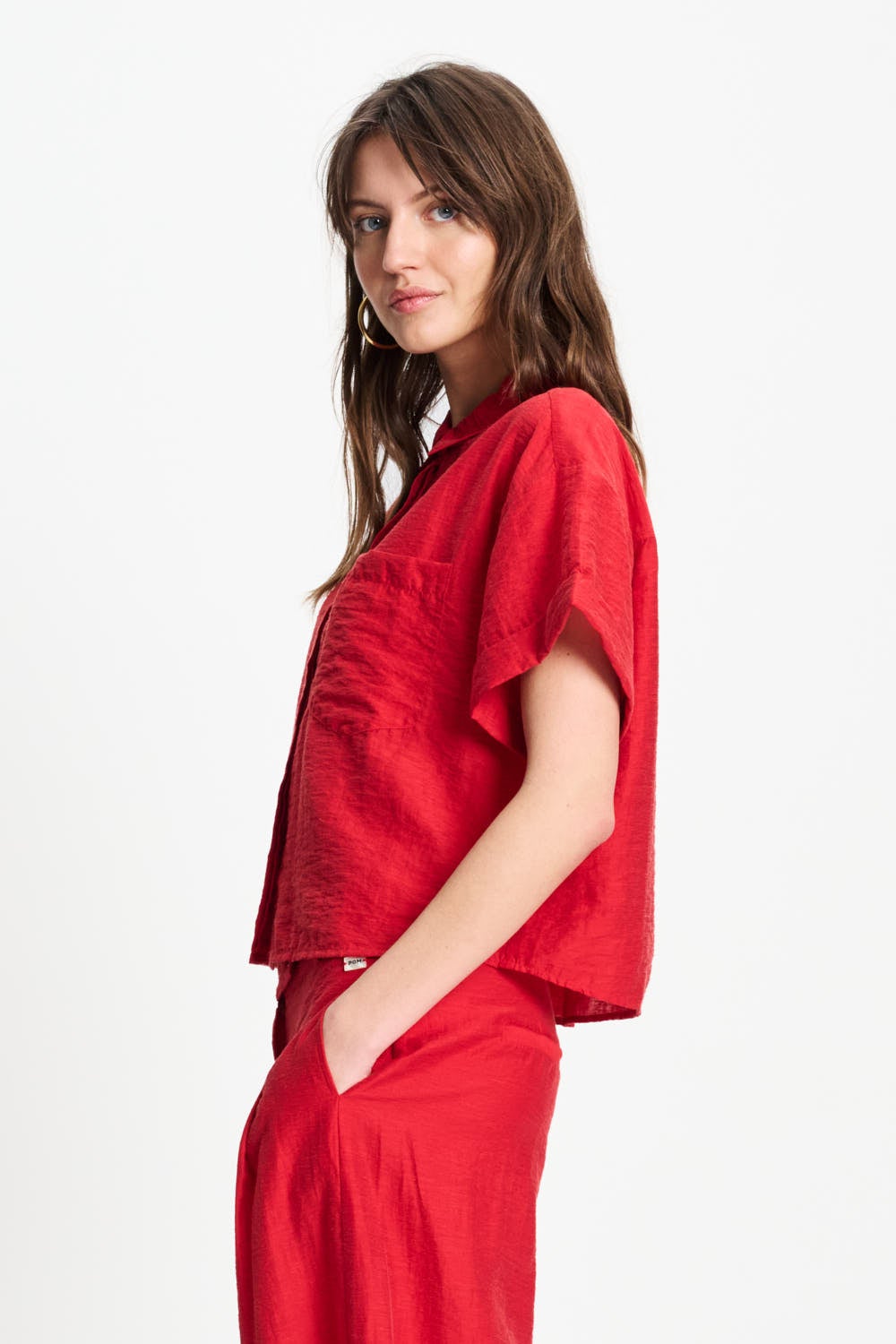 POM SP9582 BLOUSE-Bloom Red