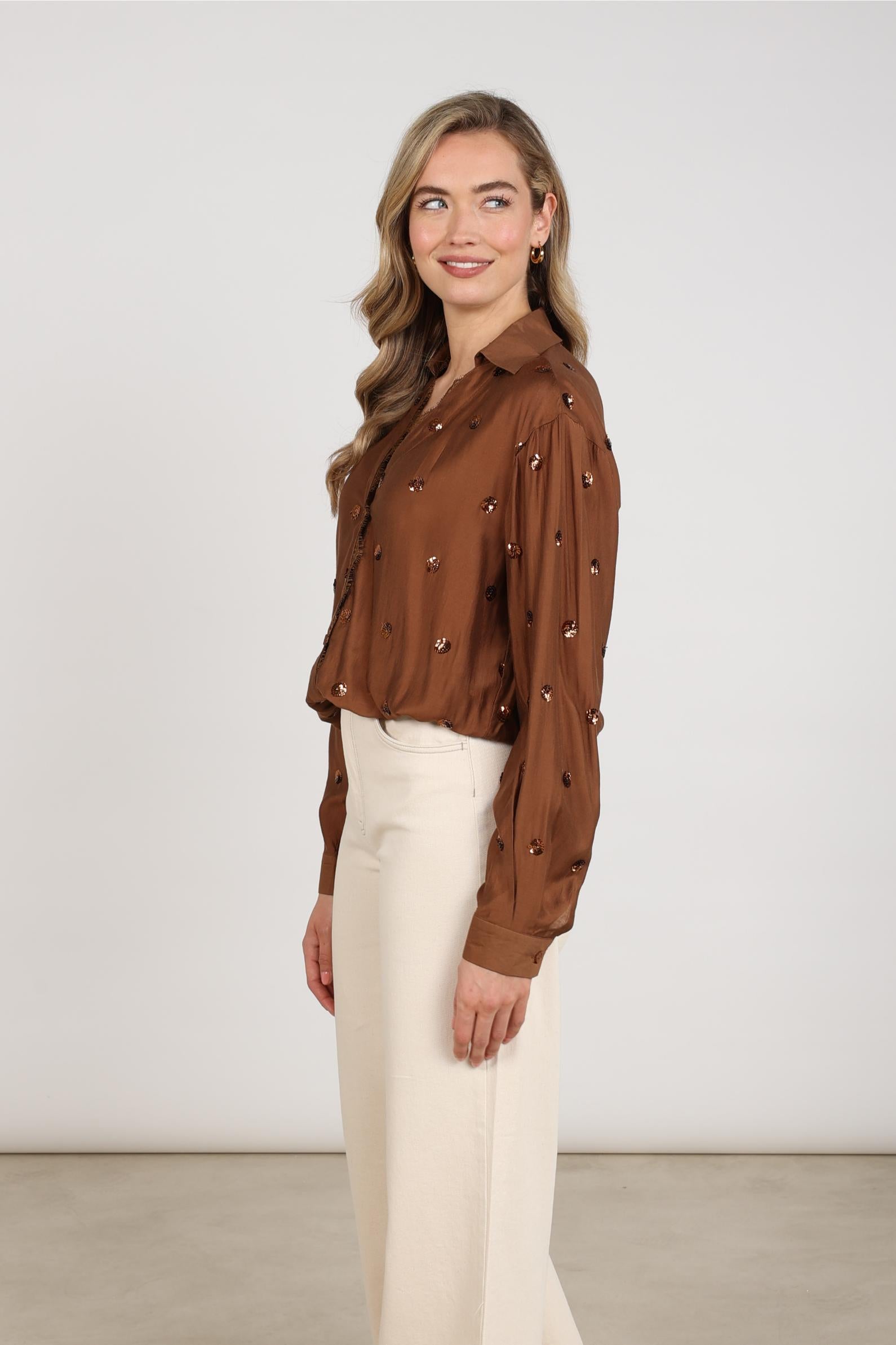 NUKUS NKF02160 Anika Blouse Paillet-espresso