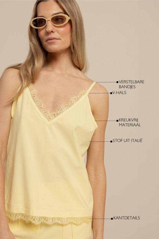 STUDIO ANNELOES 13852 Mitzie lace top-butter yellow
