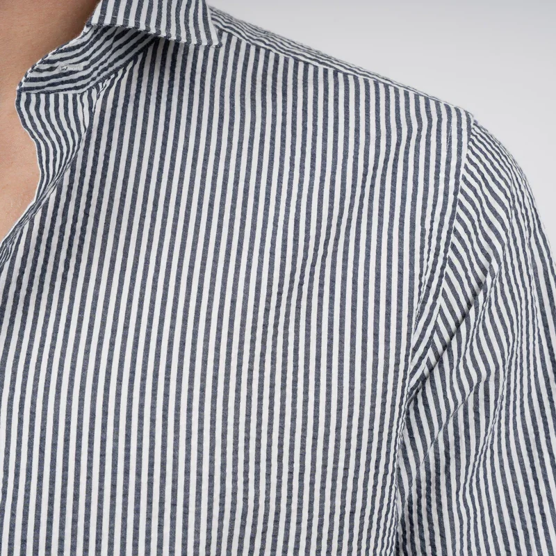 SEVEN DIALS SDL26107SA27 JACE Overhemd Seersucker Streep-navy