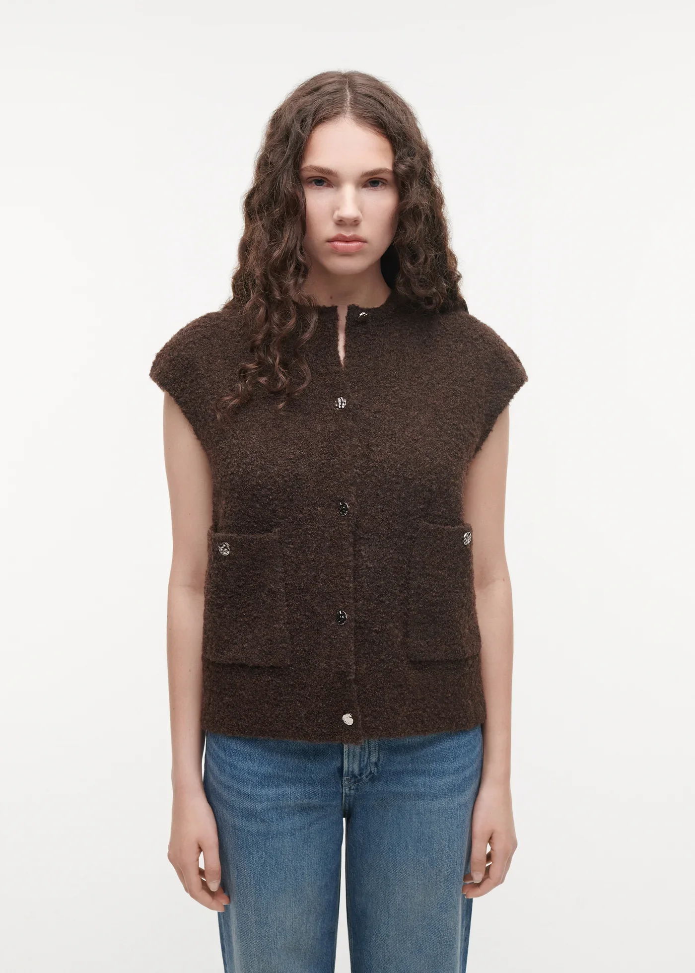 Studio AR 34TL266070.01 Idony BoucleKnit gilet - bruin