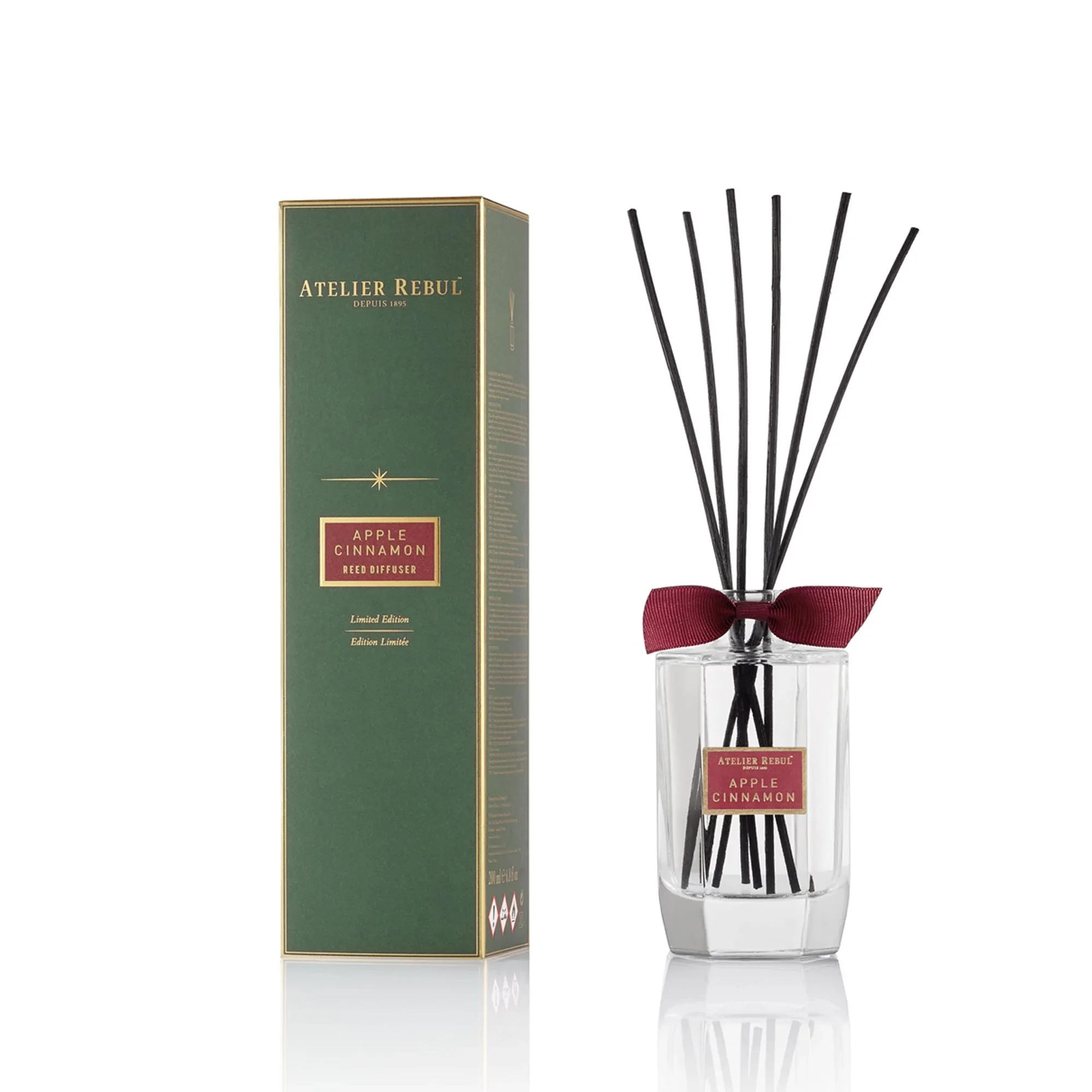 ATELIER REBUL APPLE & CINNEMON GEURSTOKJES 200 ML | 12 Reed Diffuser LE 200ml