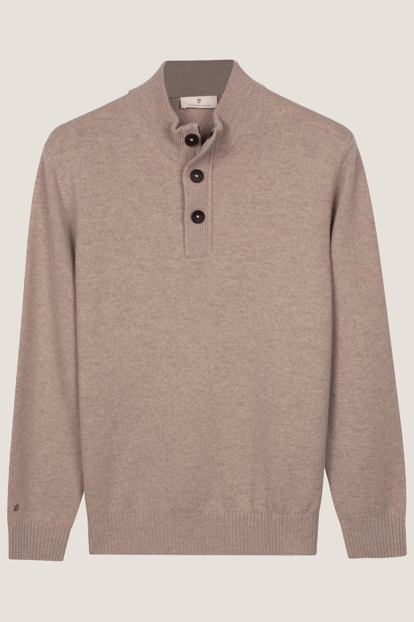 THOMAS MAINE 6284TM900 Pullover met knopen - taupe melange