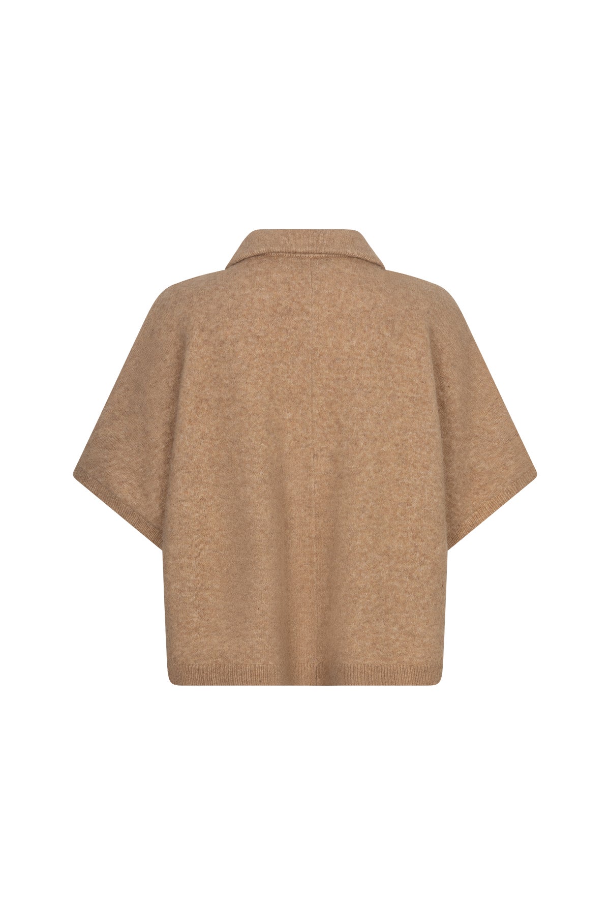 RUBY TUESDAY T607-1382 Voise Knitted Collar Cape Top - Beige melange