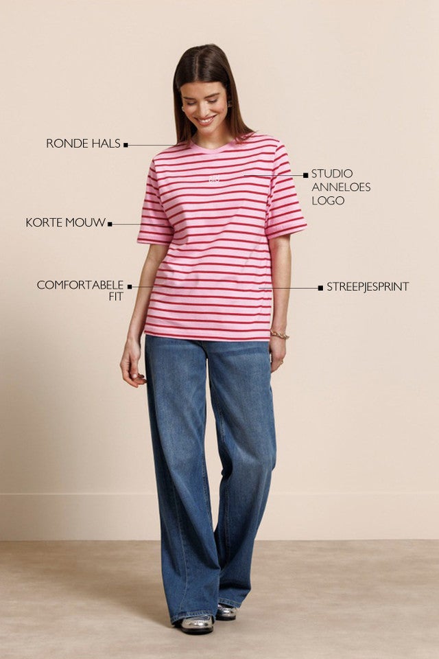 STUDIO ANNELOES 13689 Stripe studio floor t-shirt