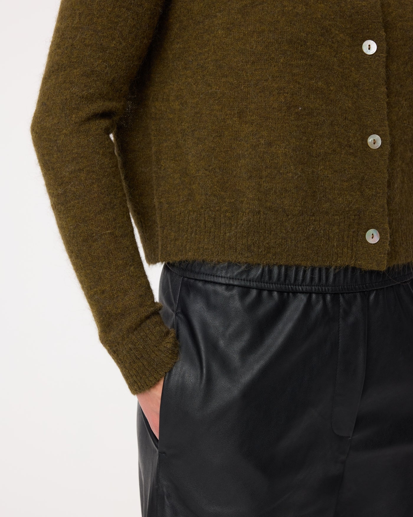 KNIT-TED 262P059 Emile Cardigan - moss