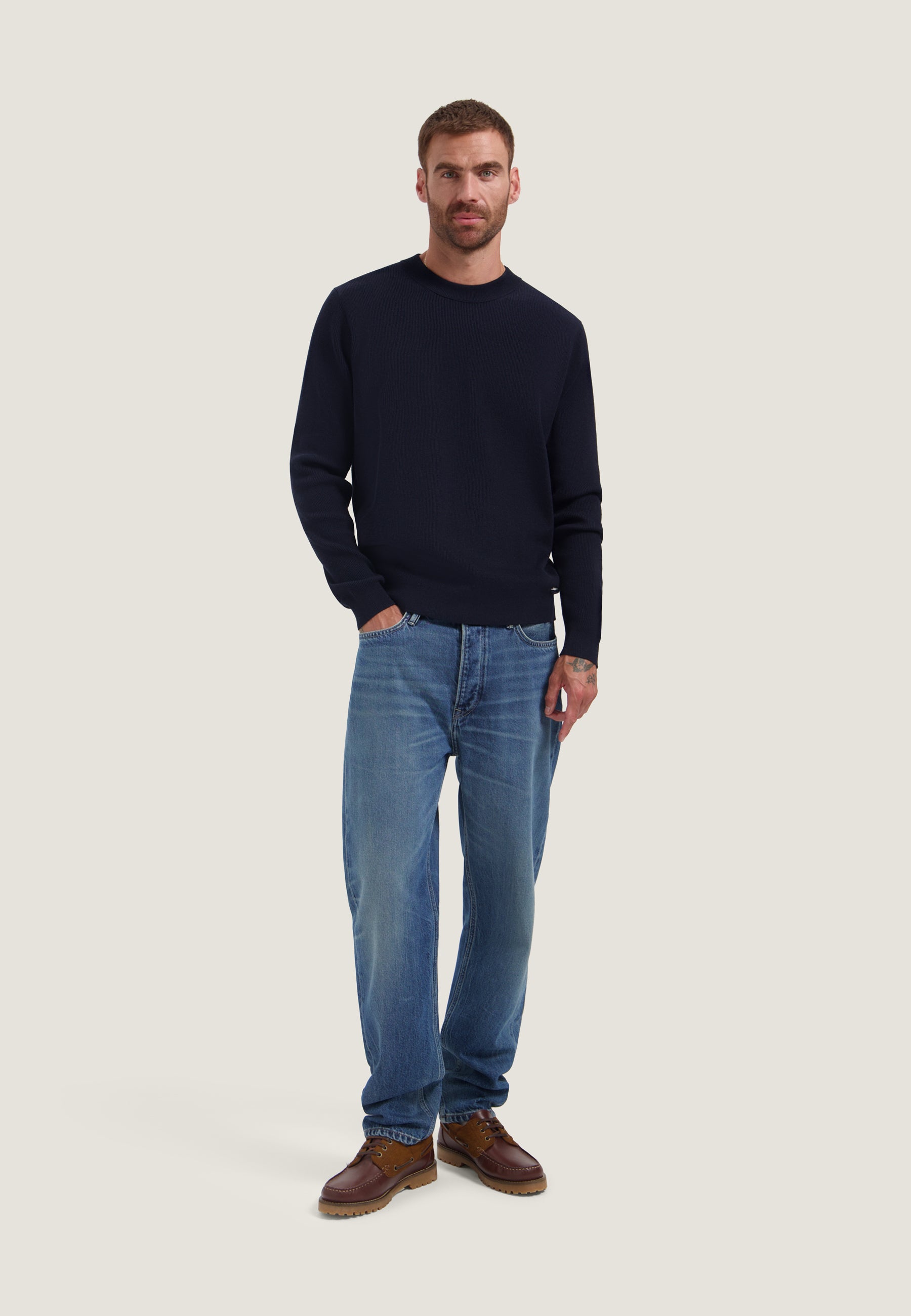 DESTREZZED 406824 OSCAR RIB MOCKNECK-Dk. Navy