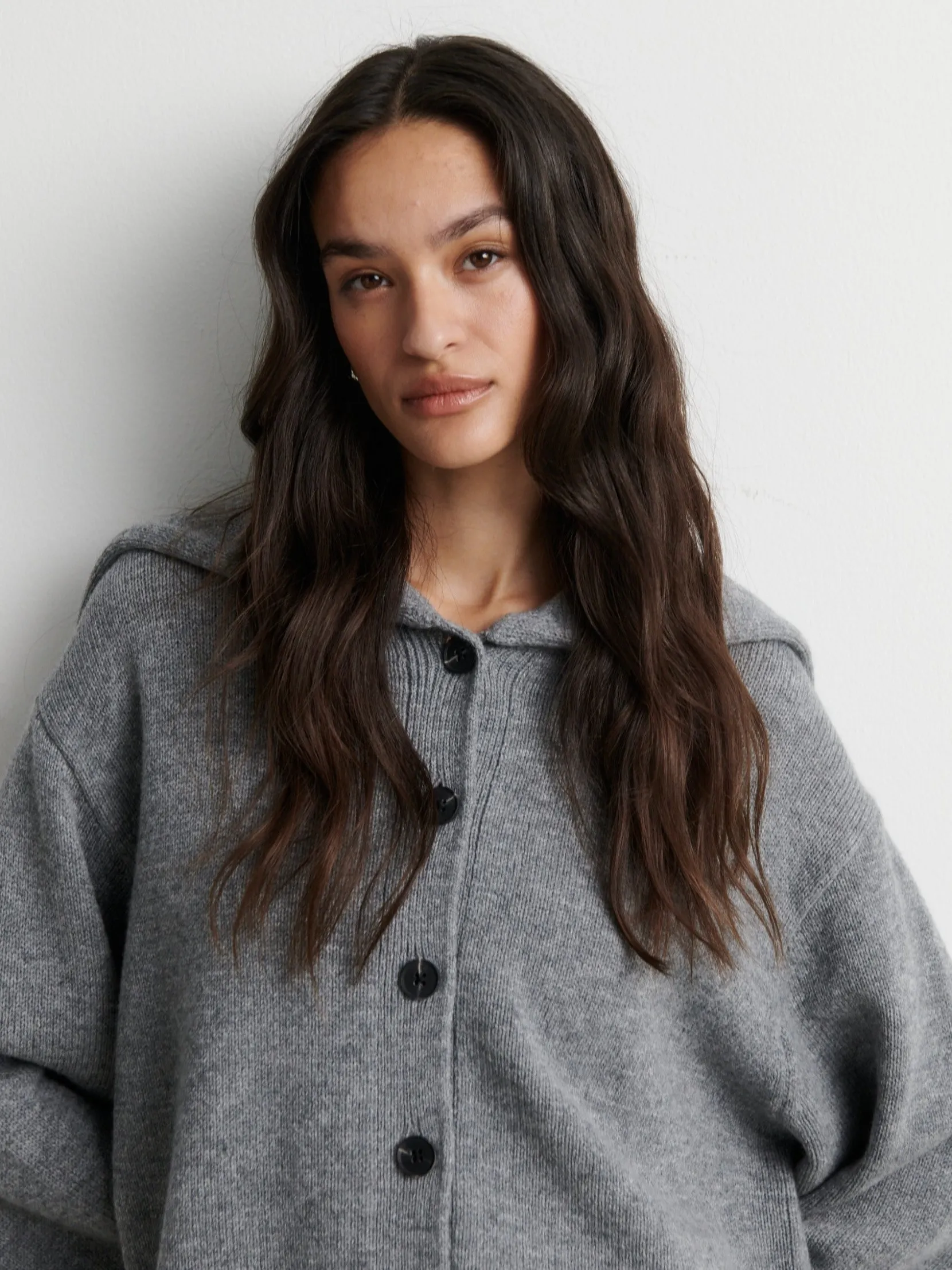 SECOND FEMALE 61184 Alpha Knit Collar Cardigan