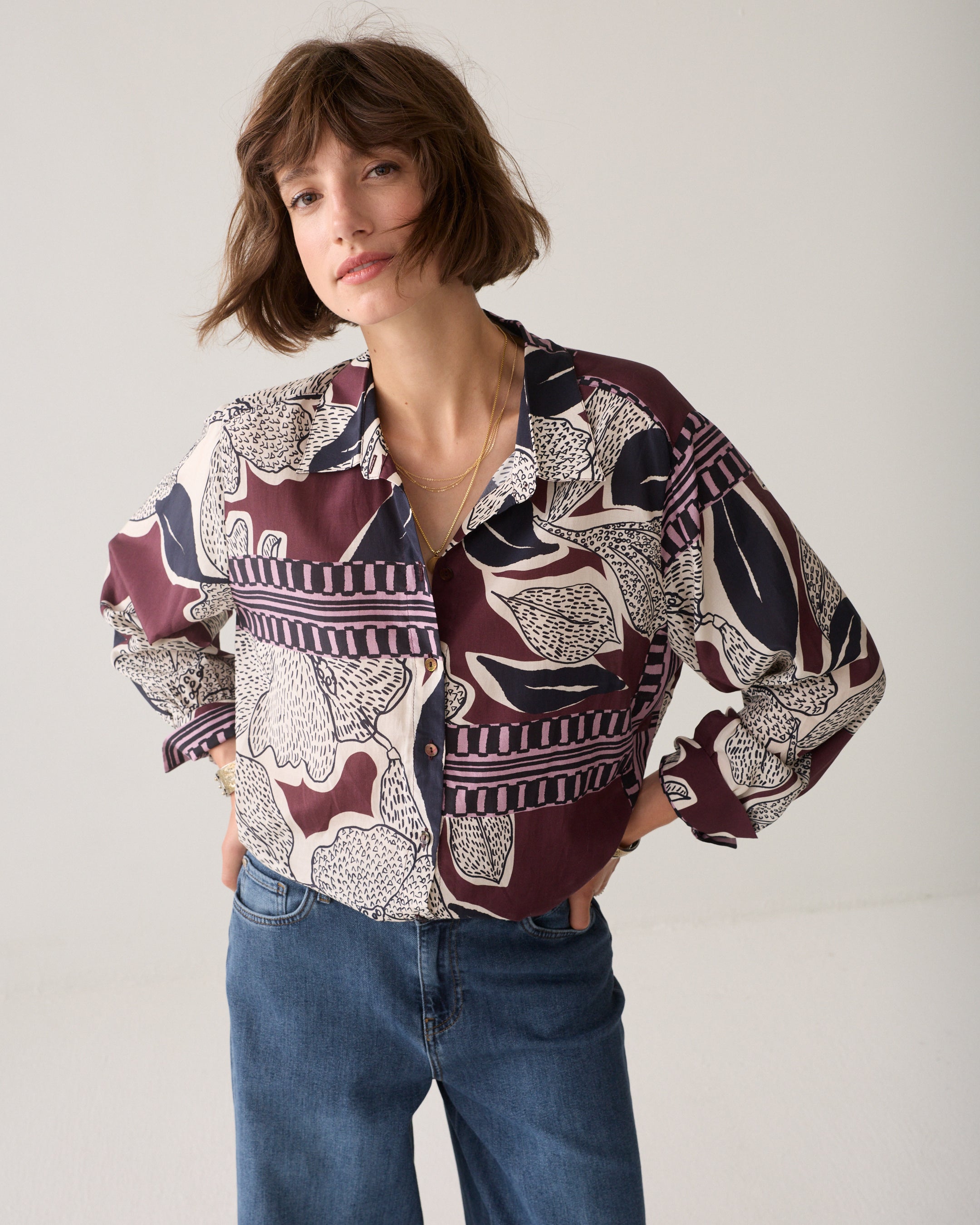 SUMMUM Blouse met sjaalprint 2s3561-12487