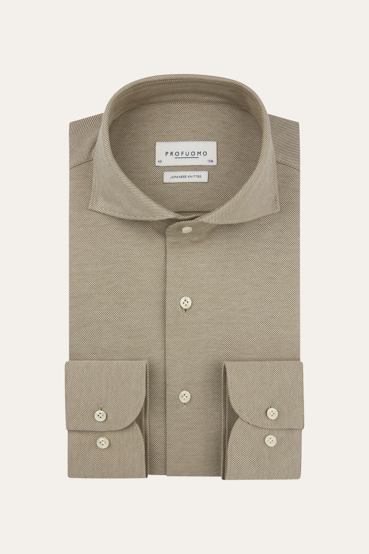 PROFUOMO PPXH30022A Beige twill Japanese knitted shirt