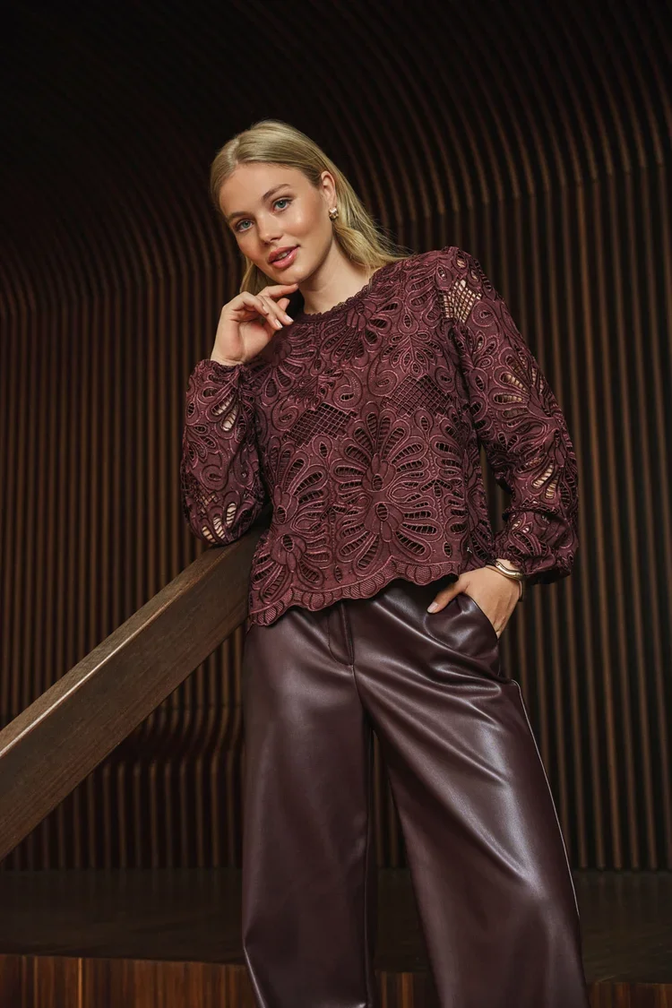 RINO & PELLE Jaike.7002611 kanten blouse chocolate