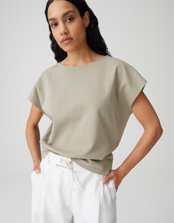 OPUS Shirt korte mouw 10552214095423 Suschel - pale olive