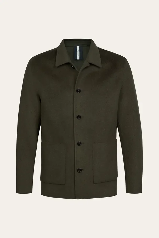 PROFUOMO PPXF30011G Groen wollen single layer overshirt