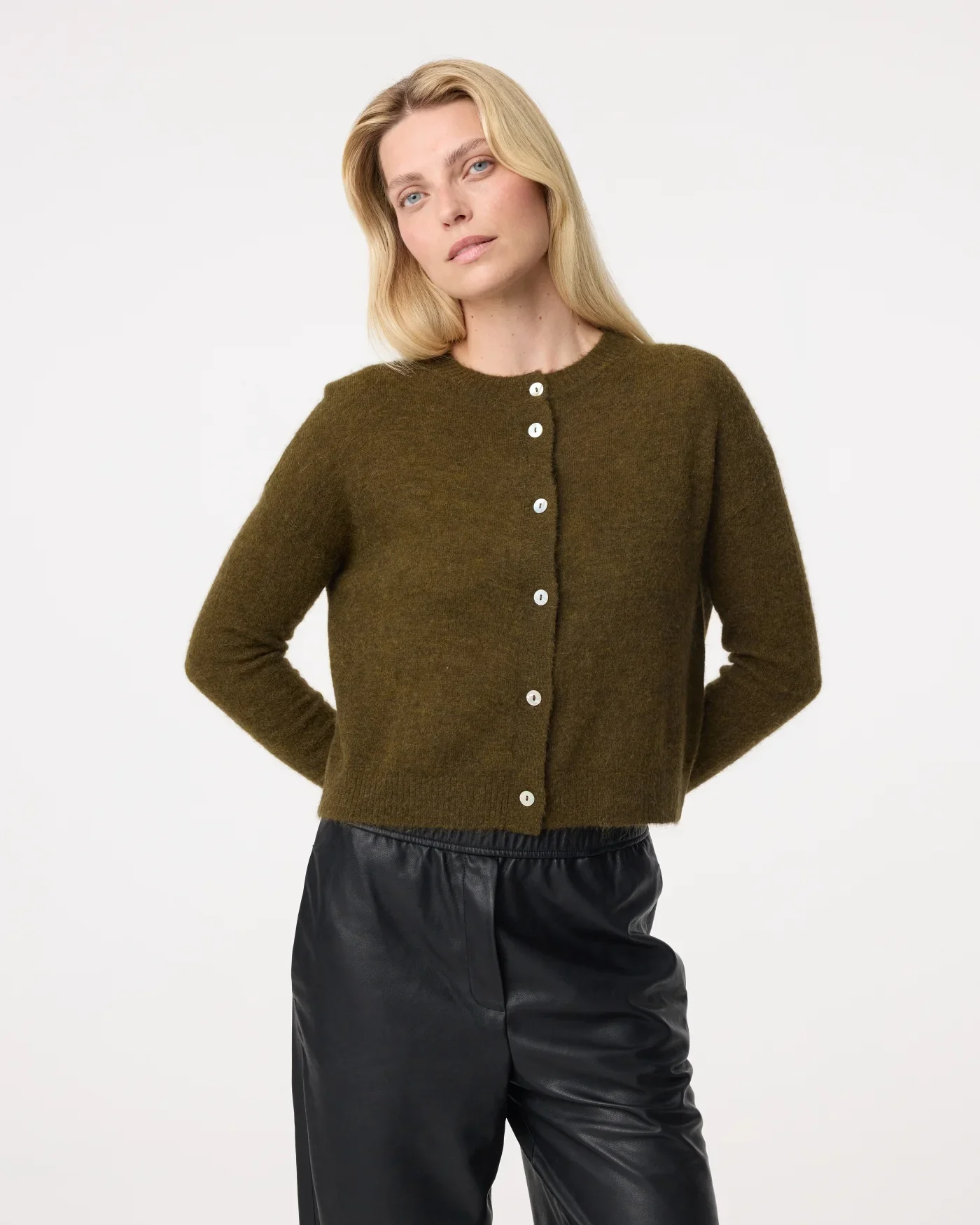 KNIT-TED 262P059 Emile Cardigan - moss