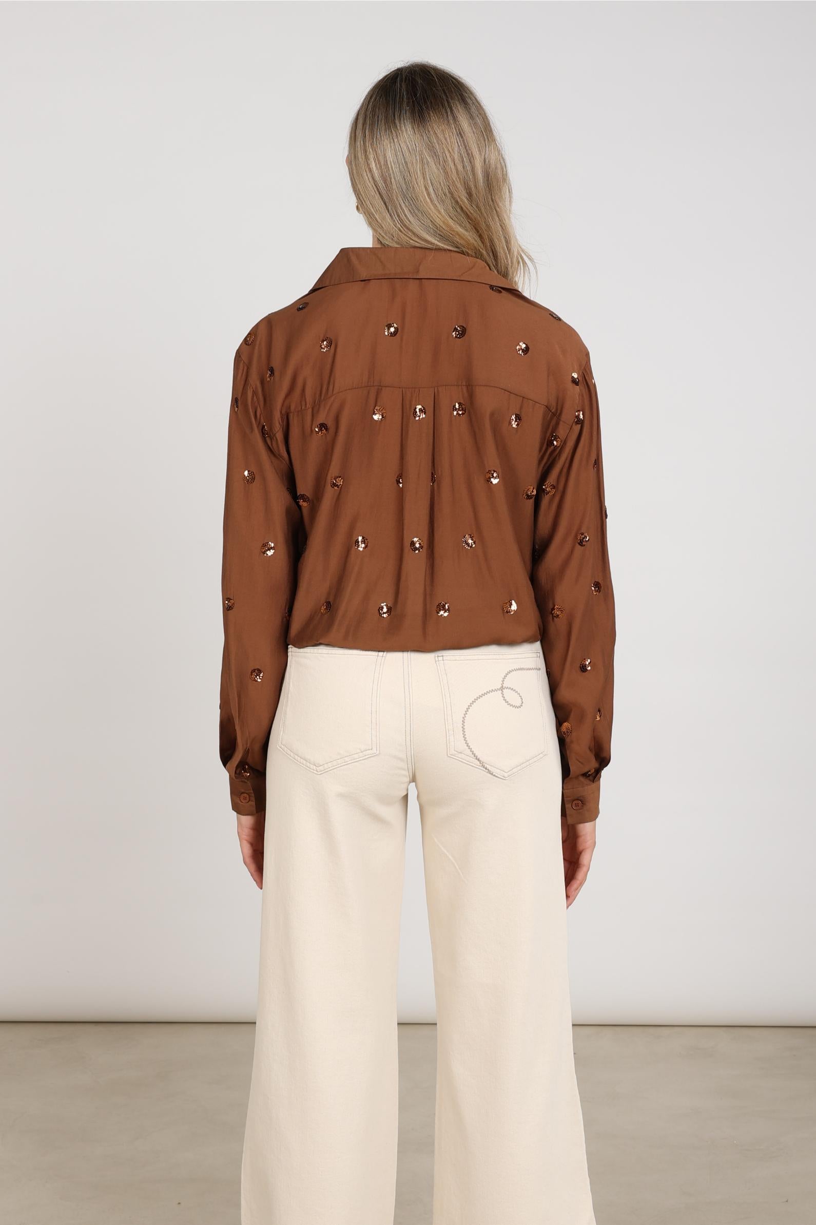 NUKUS NKF02160 Anika Blouse Paillet-espresso