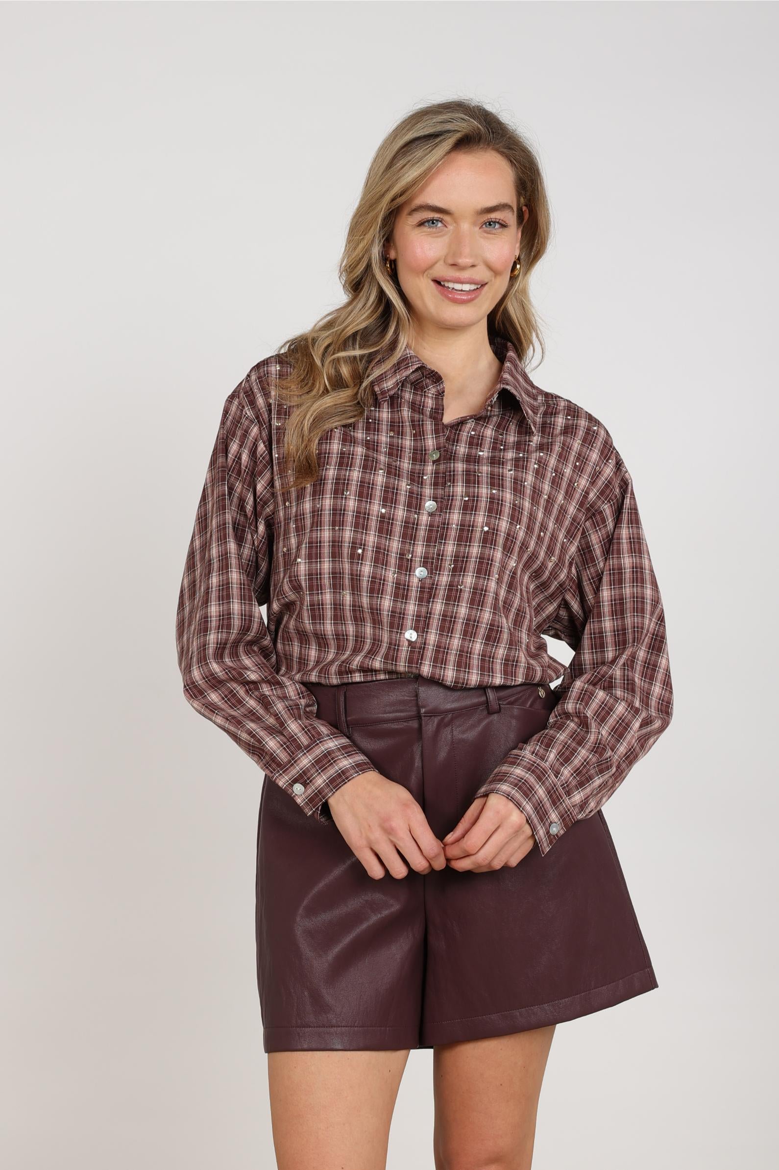 NUKUS NKF02260 Macy Blouse Check-Cherry/Rose