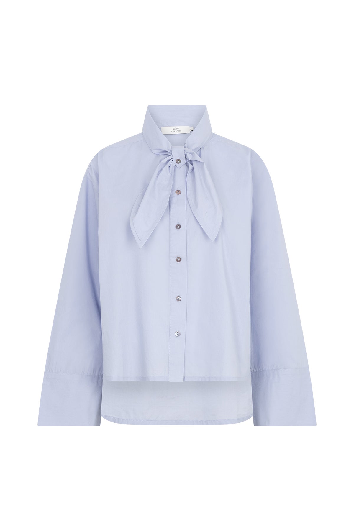 RUBY TUESDAY T608-1148 Karmel Poplin Shirt with bow collar - Light blue