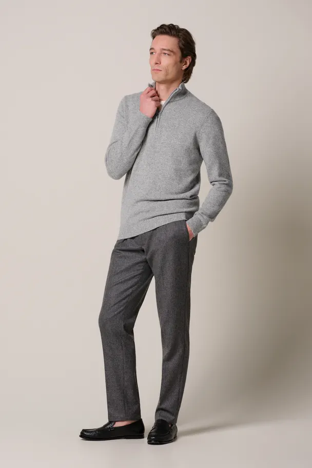PROFUOMO PPXJ30047C Grijze two-tone pullover half zip