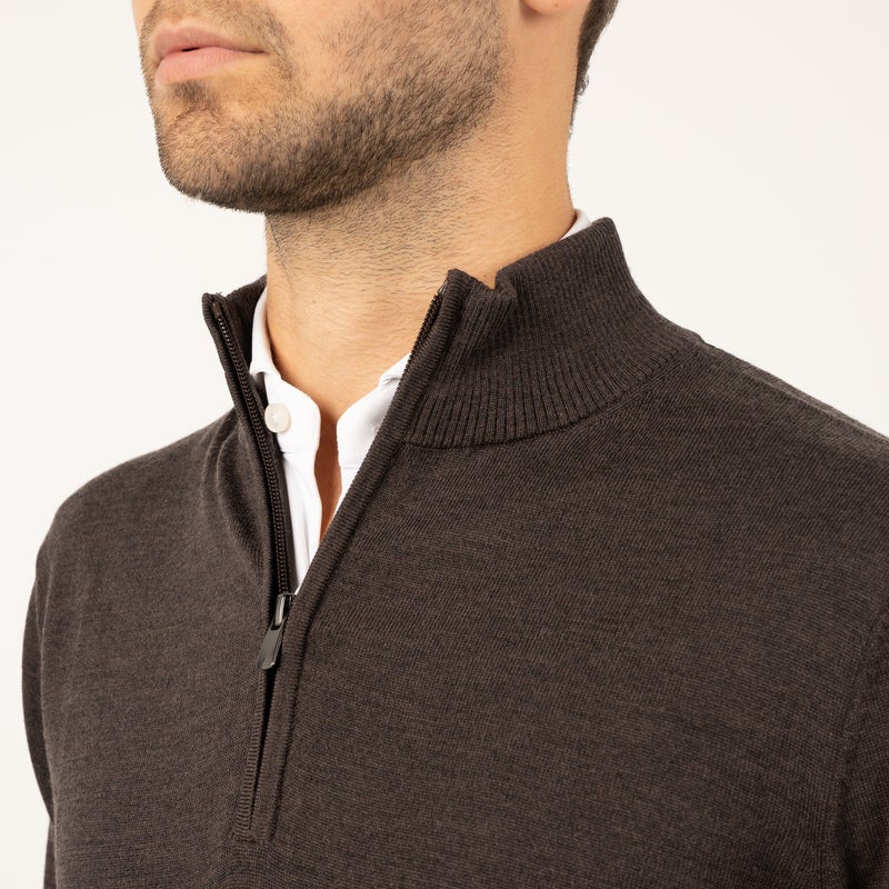 SEVEN DIALS SDL00005LU15 SAUL Pullover Rits-DarkBrown