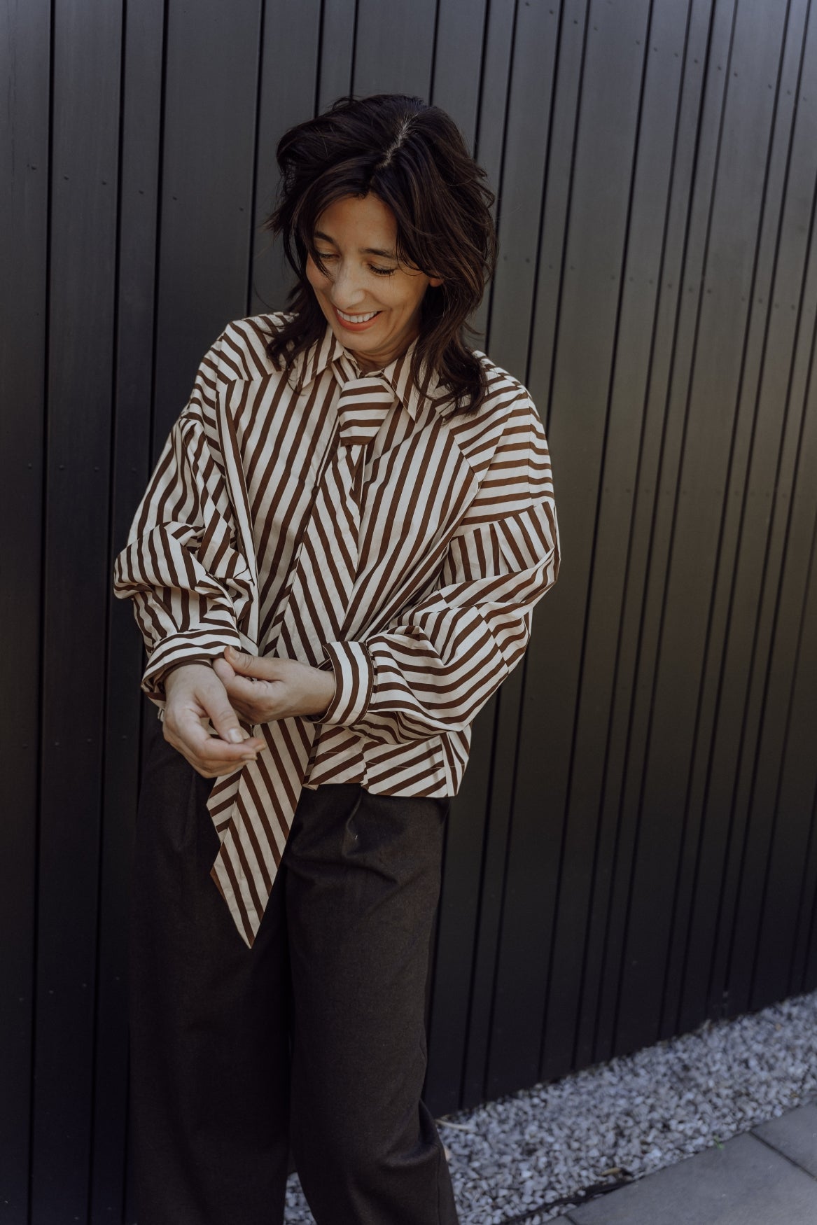 AIMEE THE LABEL OsloW6 blouse-Brown stripe