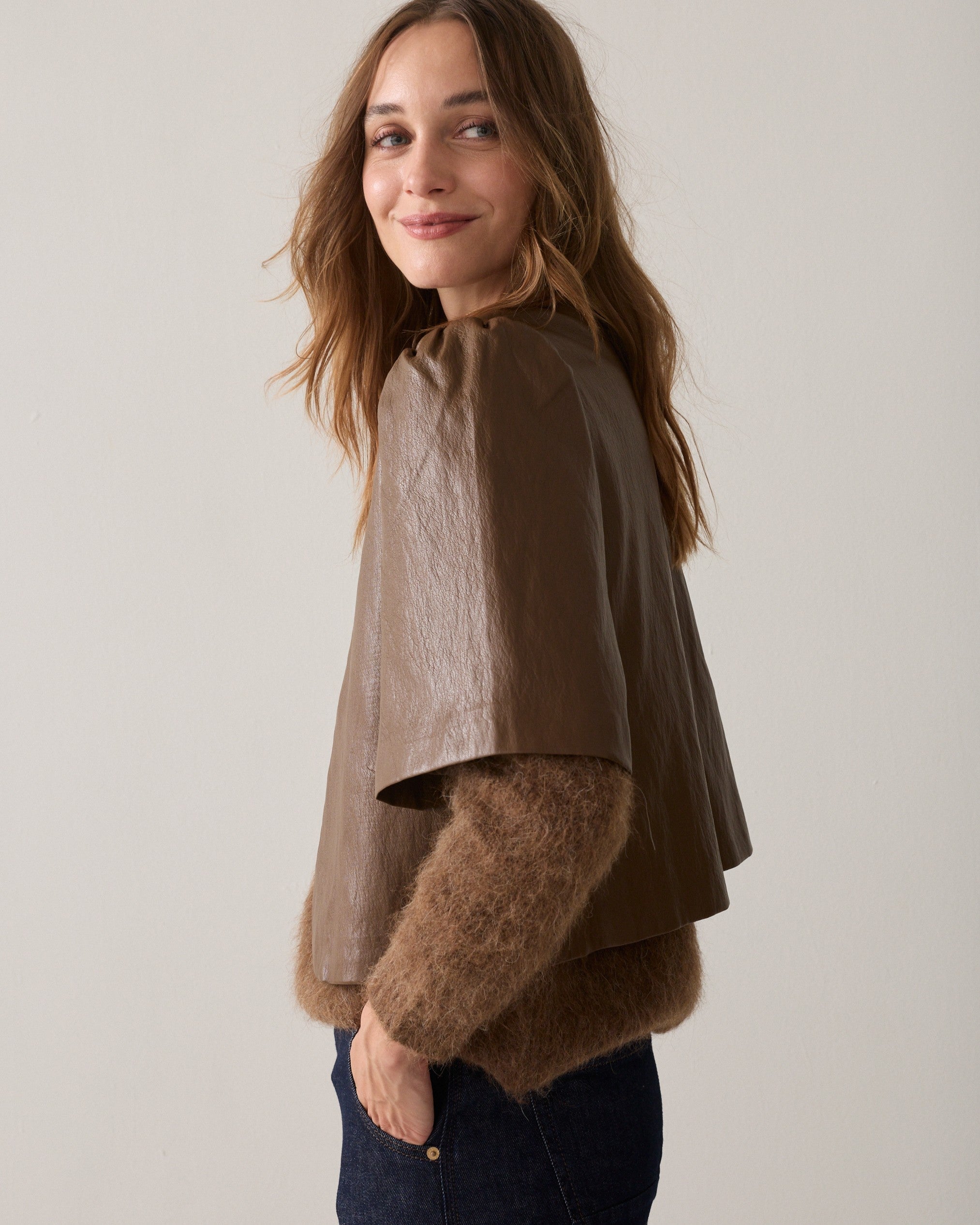 SUMMUM Blousejasje faux leather 2s3578-12526