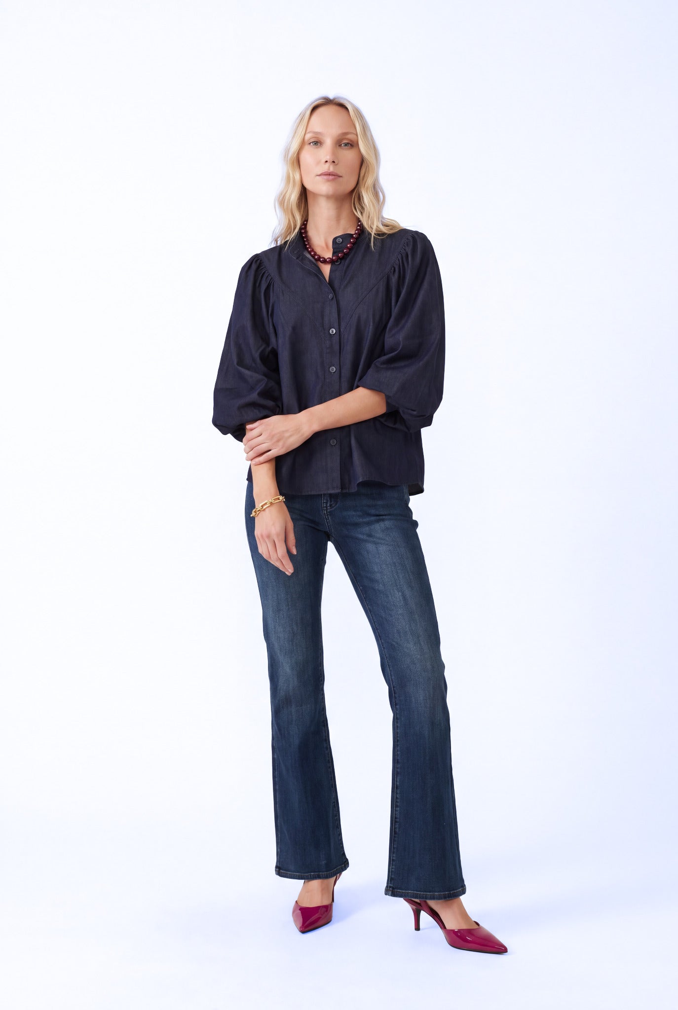 FLORÈZ CR0701 Bibi blouse- navy blue