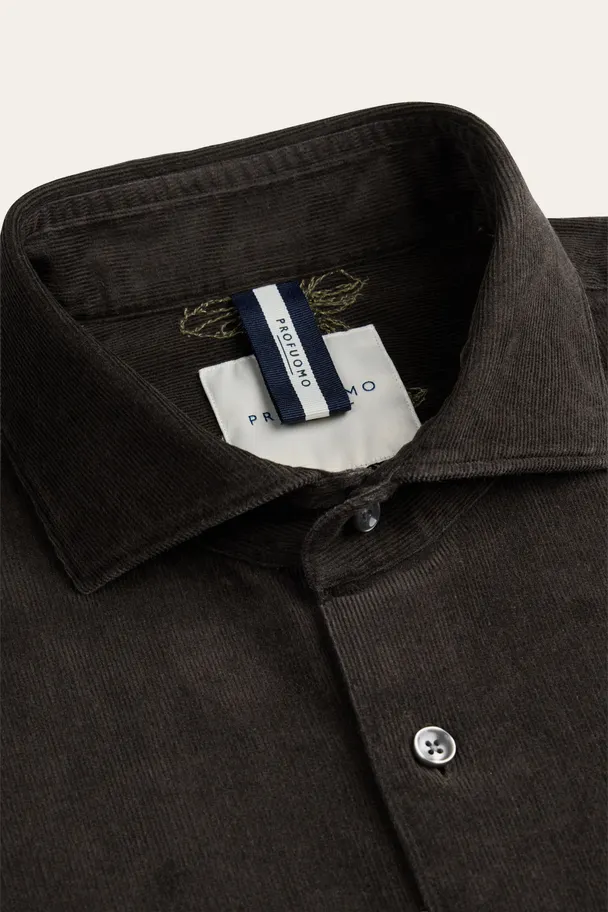 PROFUOMO PPXH30032D Donkerbruin corduroy overhemd