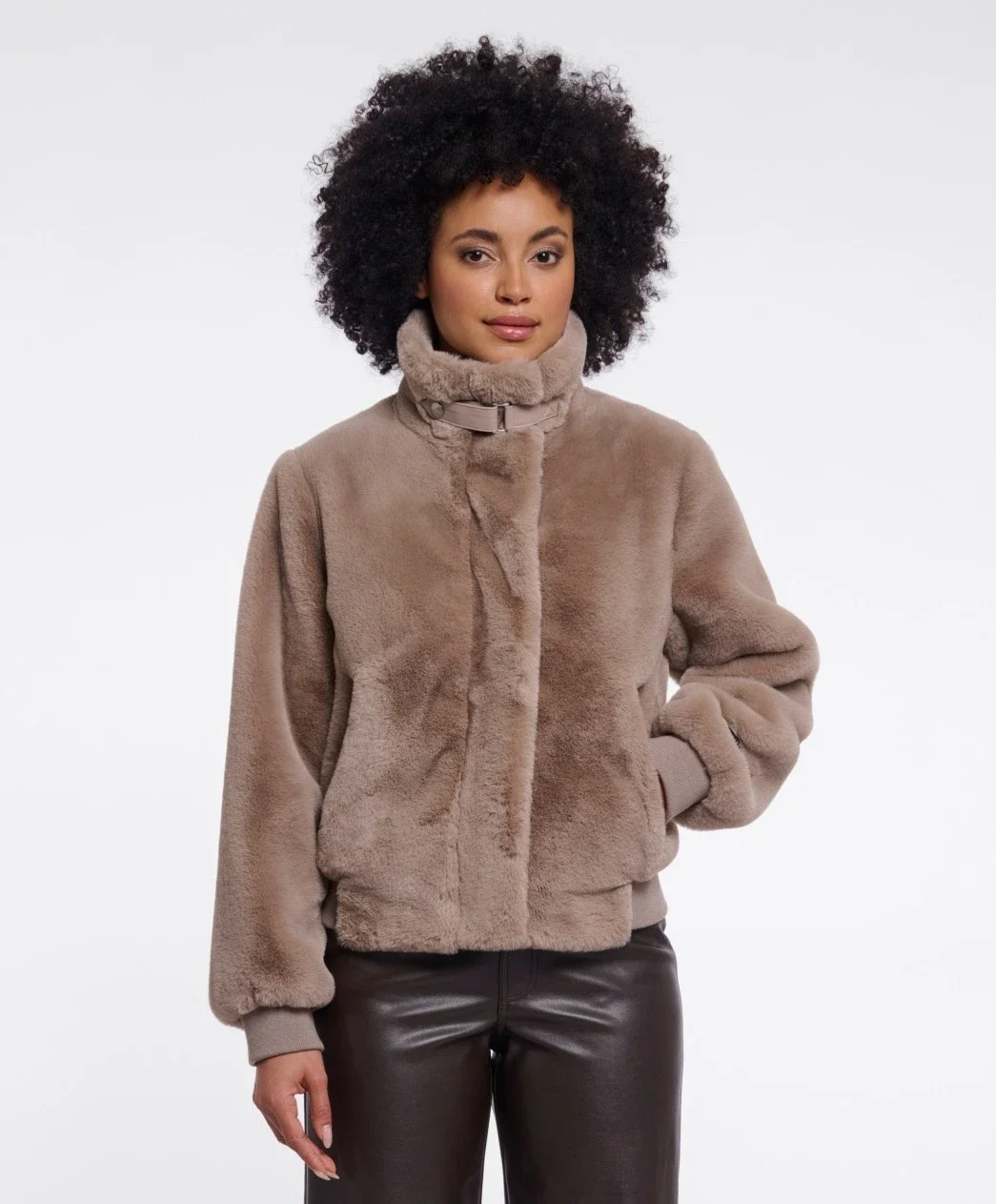 RINO & PELLE Ambra.7002611 Short faux fur jacket- mocha latte