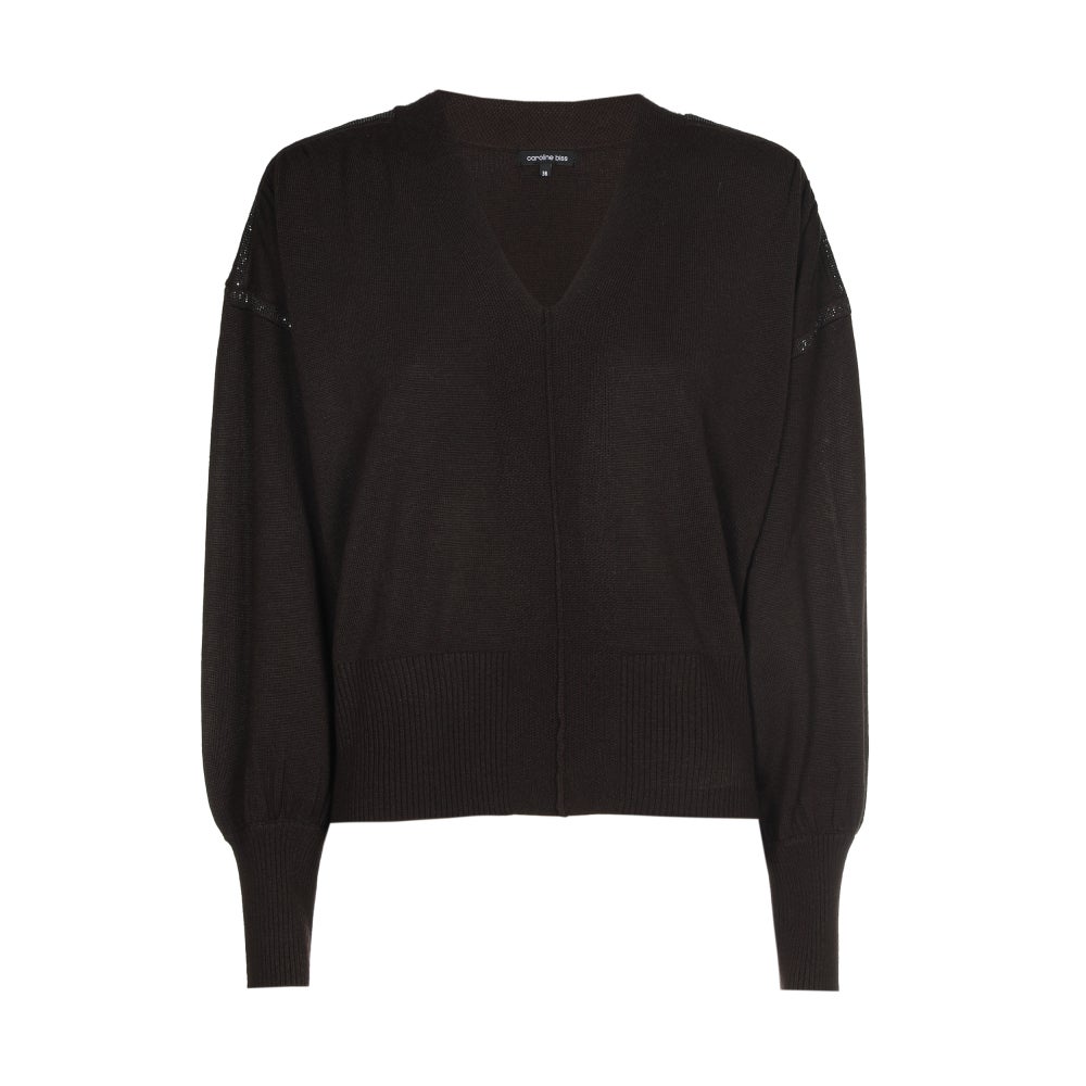 CarolineBiss 4285/30 Fijngebreide pull met strassdetail