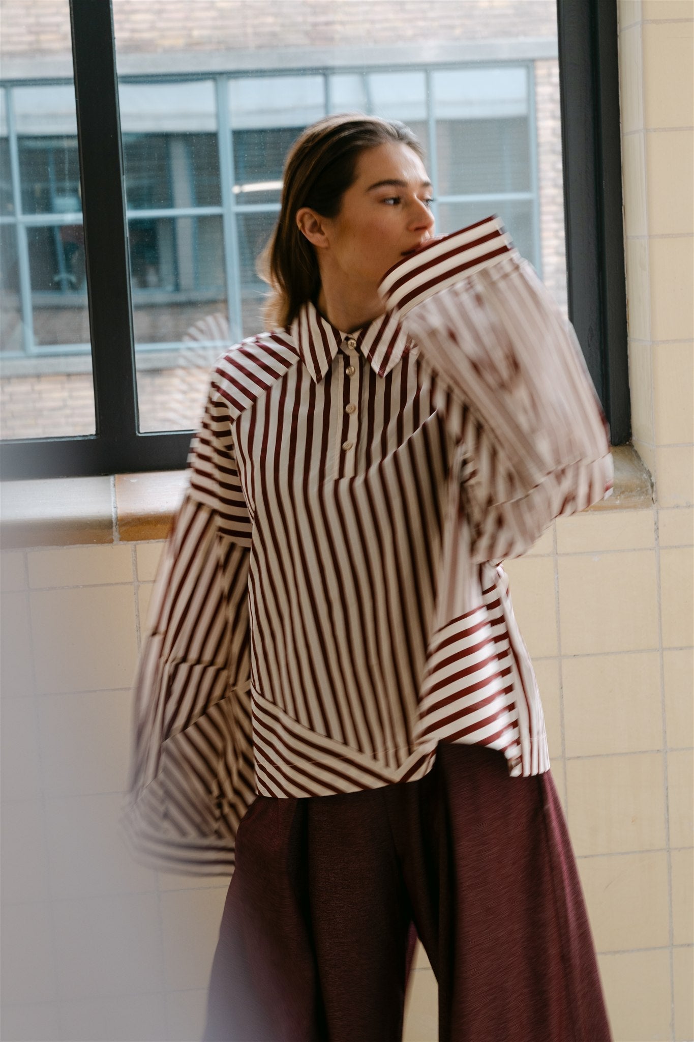 AIMEE THE LABEL OsloW6 blouse-burgundy stripe