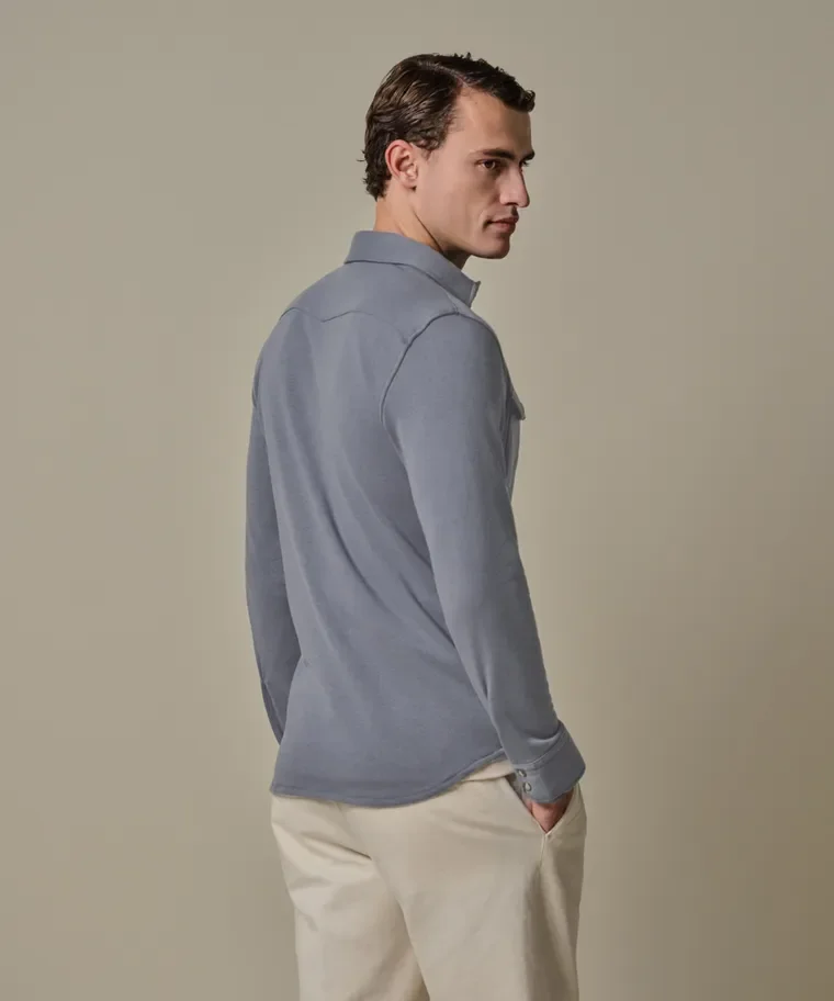 PROFUOMO PPXF10001I French Terry Overshirt Western-M.Blue