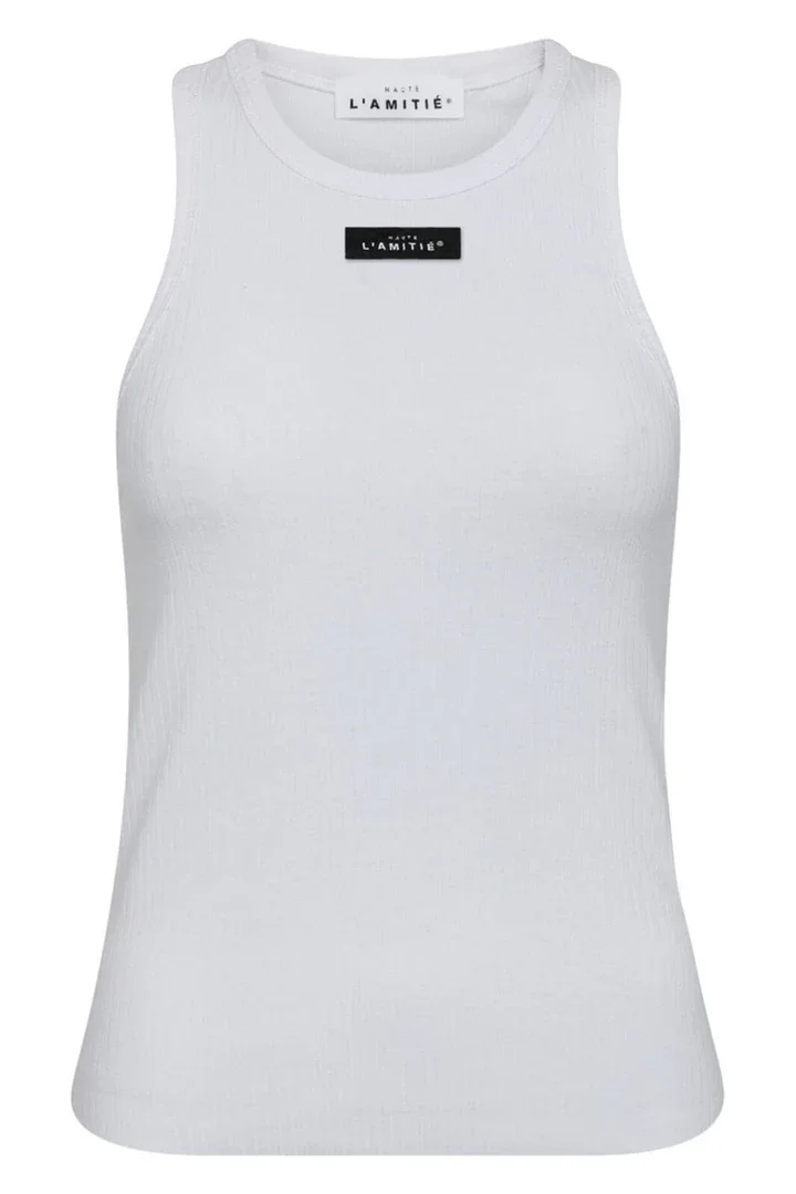 HAUTE L'AMITIE HL10011 Rib Badge Tank Top-white